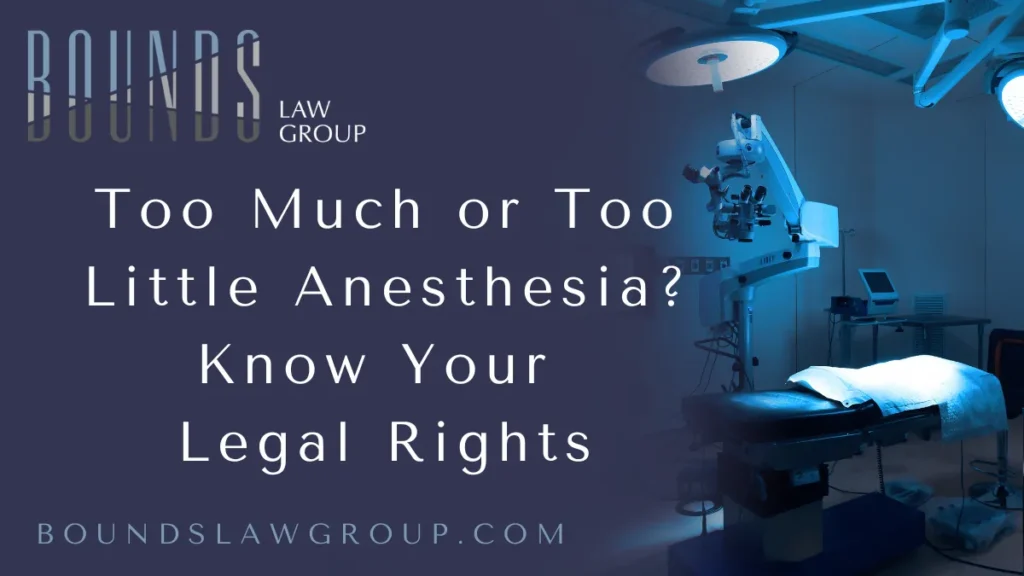 Anesthesia dosage error is a serious and potentially life-threatening medical mistake. Whether it's too much or too little anesthesia, the consequences can be devastating—ranging from brain damage to wrongful death. At Bounds Law Group, we understand the complexities of these cases and fight relentlessly to hold negligent medical providers accountable. If you or a loved one suffered due to an anesthesia error, you may be entitled to compensation.