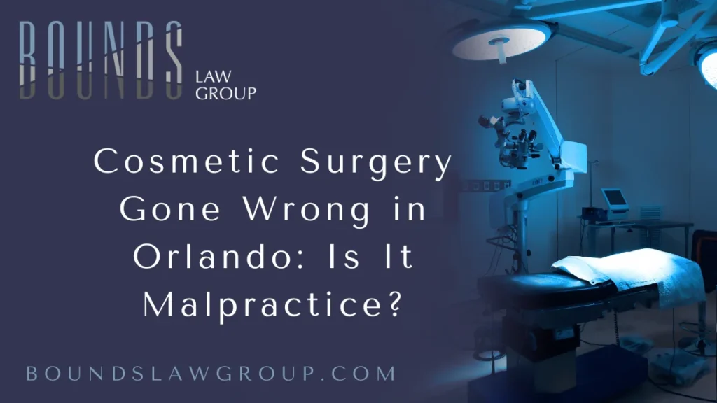 When cosmetic procedures lead to disfigurement, emotional trauma, or physical harm, victims are often left wondering if they have legal recourse. At Bounds Law Group, our team of experienced Orlando cosmetic surgery malpractice lawyers is committed to holding negligent surgeons accountable and seeking justice for affected patients. If your cosmetic surgery went wrong in Orlando, you may be entitled to compensation under medical malpractice laws.