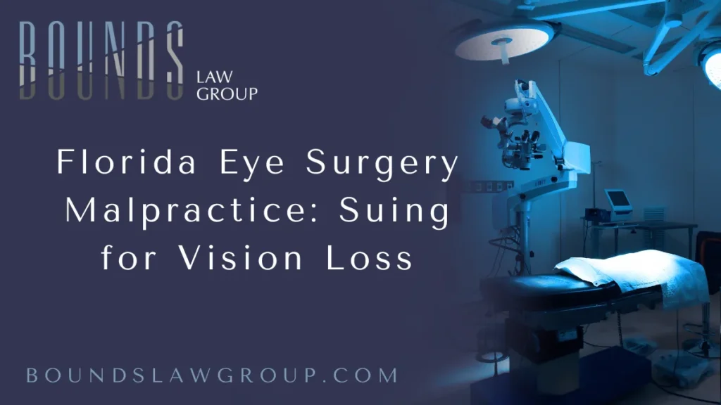 When eye surgery goes wrong, the consequences can be life-altering. Losing your vision due to a preventable medical error is not only devastating — it’s legally actionable. At Bounds Law Group, our Florida eye surgery malpractice attorneys fight aggressively for victims who have suffered blindness or impaired vision due to negligent eye procedures. If you or a loved one has experienced vision loss after eye surgery, you may be entitled to significant compensation.