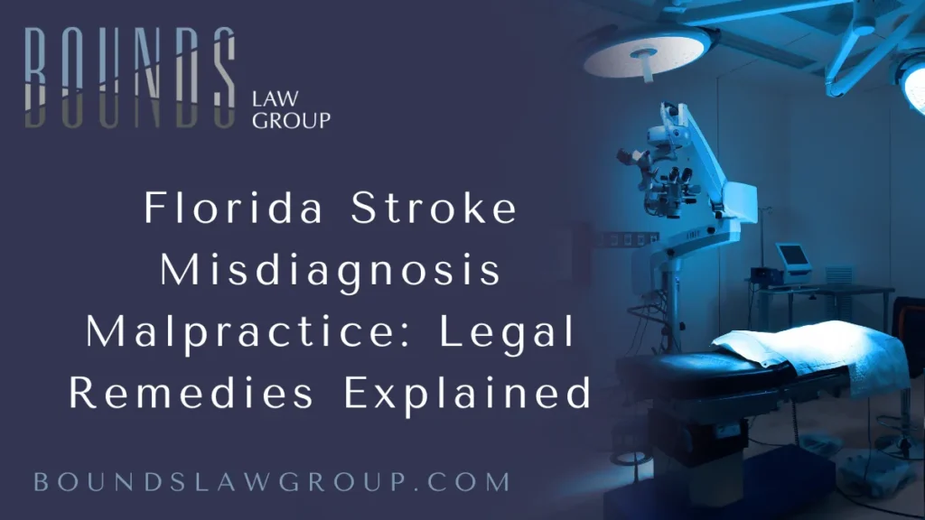 When a stroke is misdiagnosed or not diagnosed in a timely manner, the consequences can be catastrophic. Time is critical when treating strokes—every second counts. Misdiagnosis can result in permanent brain damage, disability, or death. At Bounds Law Group, our experienced Florida stroke misdiagnosis lawyers are committed to helping victims and their families obtain justice and compensation for medical negligence. We understand the devastating impact stroke malpractice can have on your health, finances, and quality of life. Our firm aggressively represents clients throughout Florida who have suffered due to misdiagnosed or untreated strokes. If you or a loved one is a victim of stroke misdiagnosis, complete our free case evaluation form or call us now at 877-644-5122 for immediate legal assistance.