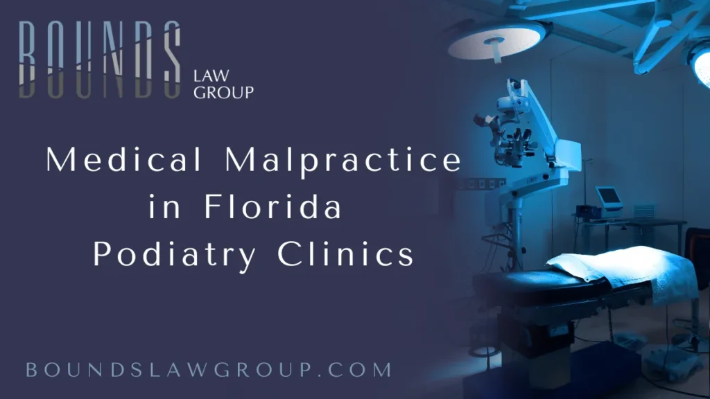 When it comes to Florida podiatry malpractice lawsuits, patients often suffer in silence, unaware of their legal rights. At Bounds Law Group, we understand the devastating impact medical negligence can have on your mobility, livelihood, and quality of life. Podiatrists are trusted to treat conditions affecting the feet, ankles, and lower extremities—but when mistakes are made, the consequences can be life-altering. If you've been harmed by a podiatrist's negligence in Florida, you may be entitled to compensation through a Florida podiatry malpractice lawsuit.