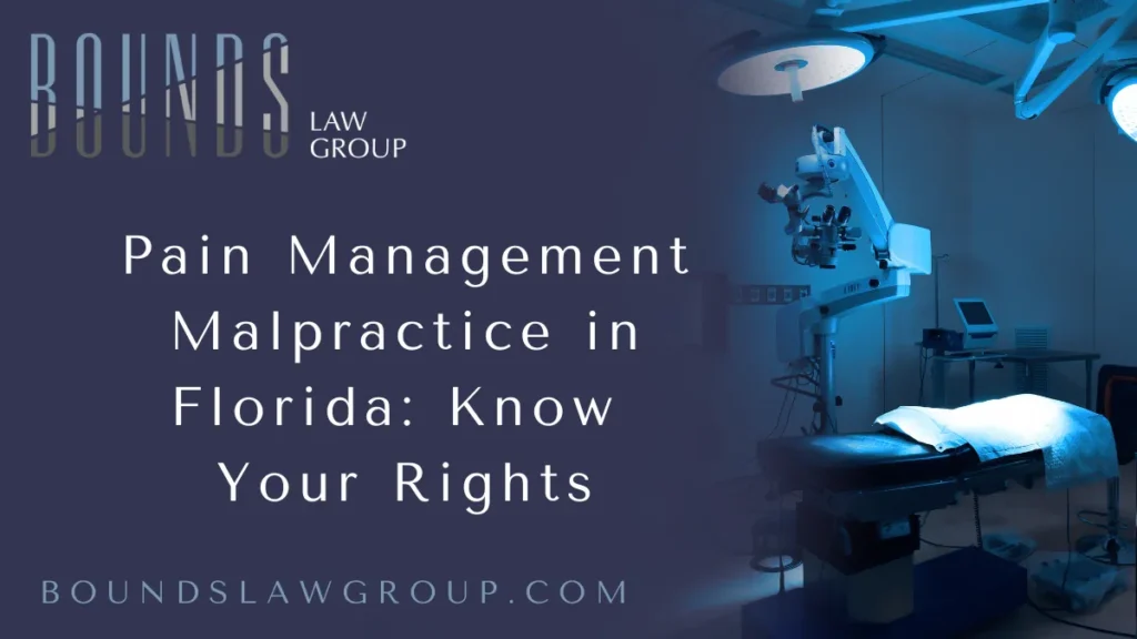 Pain management clinics in Florida are designed to provide relief for chronic and debilitating pain. However, when these clinics or their medical providers fail to meet the standard of care, patients may suffer serious harm. If you or a loved one has experienced injury or worsening health due to negligence or malpractice at a Florida pain clinic, you may have the right to pursue a Florida pain clinic malpractice lawsuit. At Bounds Law Group, we are committed to helping victims secure the justice and compensation they deserve.