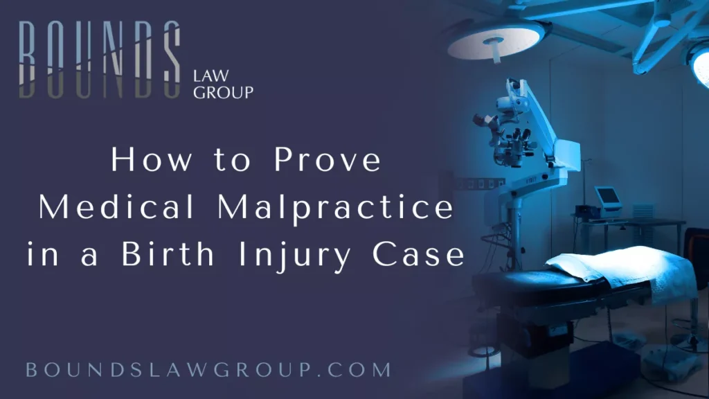 When a child suffers harm during birth due to a medical professional’s negligence, families face a difficult and emotional journey. At Bounds Law Group, we specialize in helping families prove birth injury malpractice and hold negligent medical providers accountable. Proving malpractice in birth injury cases requires meticulous legal strategy, compelling medical evidence, and expert testimony. With our guidance, victims can secure the compensation they deserve and achieve justice.