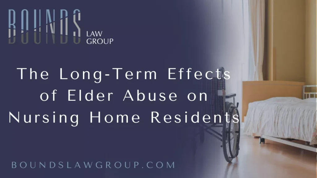 At Bounds Law Group, we have witnessed firsthand the severe effects of elder abuse on the physical health of nursing home residents. Elder abuse extends far beyond visible bruises or broken bones. It often leads to chronic pain, loss of mobility, malnutrition, dehydration, and worsening of pre-existing medical conditions. Victims frequently develop infections from untreated wounds or poor hygiene. Prolonged neglect can cause severe bedsores that penetrate deeply into muscles and bones, requiring intensive medical treatment.