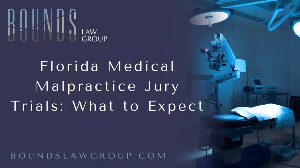 Facing a medical malpractice lawsuit can be overwhelming, especially when preparing for a jury trial. Knowing the process, from pre-trial preparation to post-trial considerations, can help you feel more confident and informed. At Bounds Law Group, our team of experienced attorneys is committed to guiding clients through every step of a medical malpractice case. Working with a skilled Florida malpractice jury trial attorney ensures that your rights are protected and your case is presented effectively.