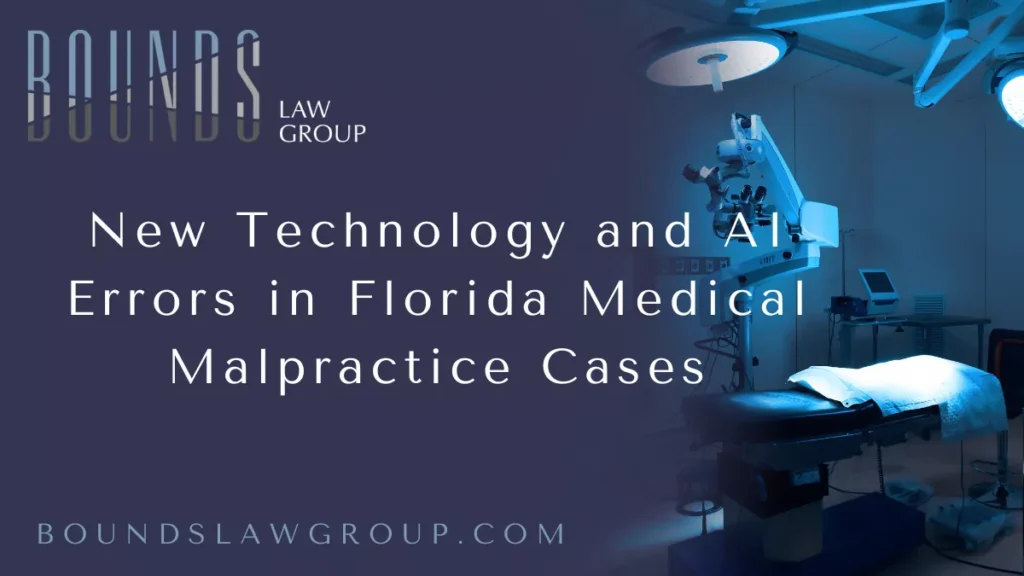 As artificial intelligence (AI) reshapes modern healthcare, its potential to improve diagnosis, streamline procedures, and personalize treatment is undeniable. The rapid adoption of AI technologies also raises serious concerns when errors occur. When a misdiagnosis, treatment delay, or surgical complication is caused by AI technology, patients may be left wondering who is responsible. At Bounds Law Group, our experienced Florida AI medical malpractice lawyer team is here to guide you through these complex claims and help you seek the compensation you deserve.