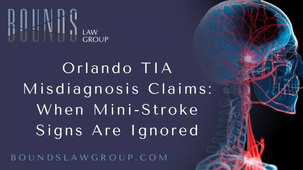 If you or a loved one suffered a major stroke because a doctor misdiagnosed or dismissed a TIA, you may have grounds for an Orlando TIA misdiagnosis claim. At Bounds Law Group, we help victims and families hold negligent medical providers accountable and recover compensation for preventable harm.