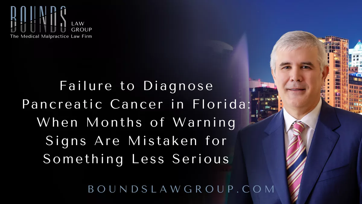 At Bounds Law Group, we represent patients and families throughout Florida in medical malpractice cases involving delayed cancer diagnoses. These cases require a detailed examination of what healthcare providers knew, what testing should reasonably have been ordered, and whether earlier diagnosis probably would have changed the patient's treatment options or prognosis.